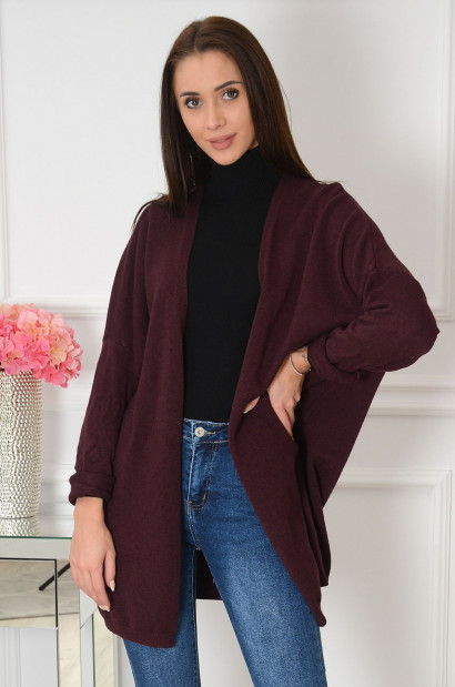 Sweter kardigan dzianinowy śliwka Maryland