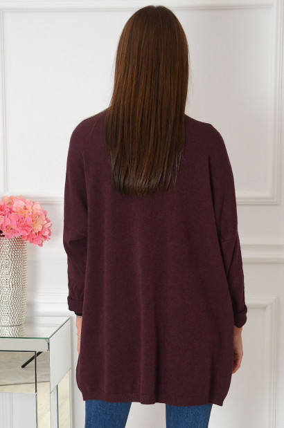 Sweter kardigan dzianinowy śliwka Maryland