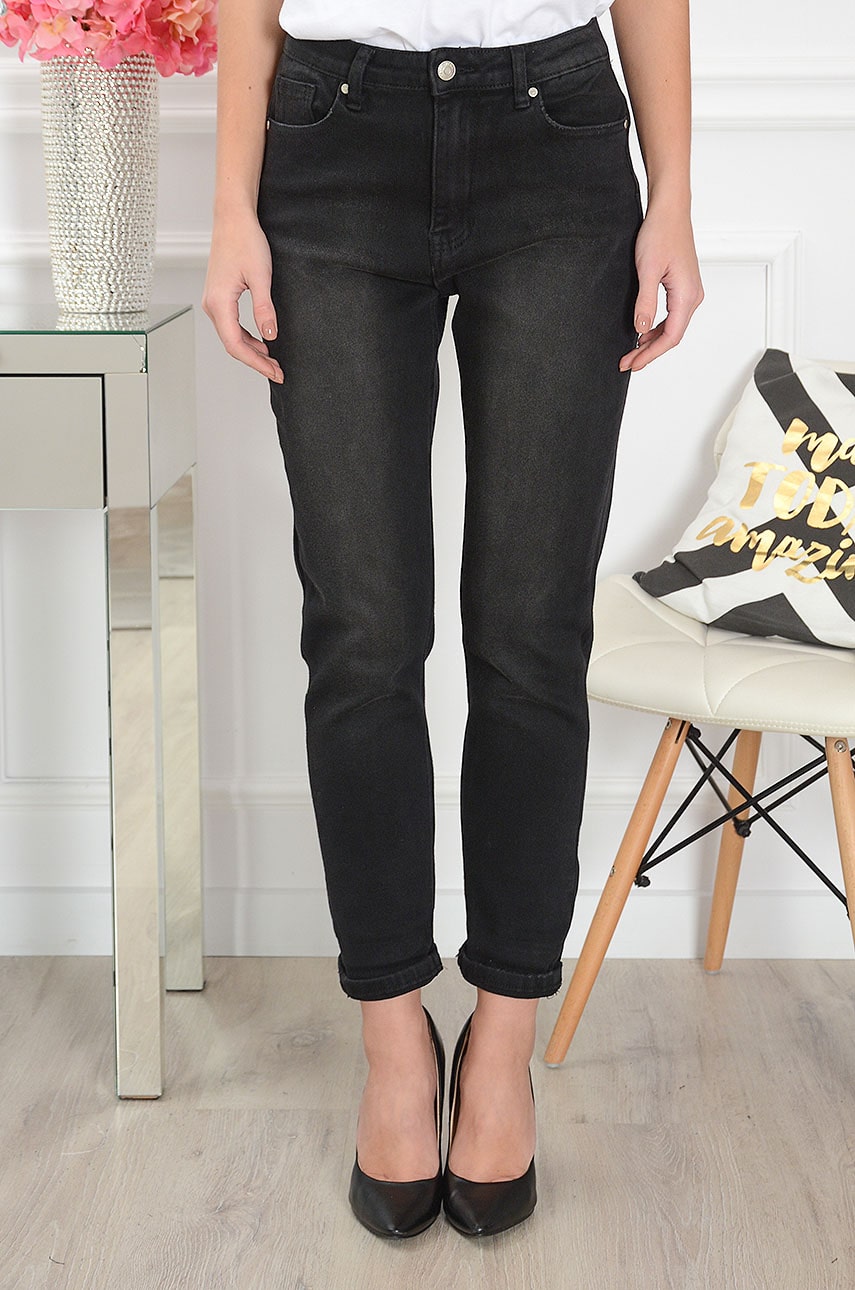 Spodnie jeansowe pushup mom fit czarne, spodnie jeansowe, Sklep