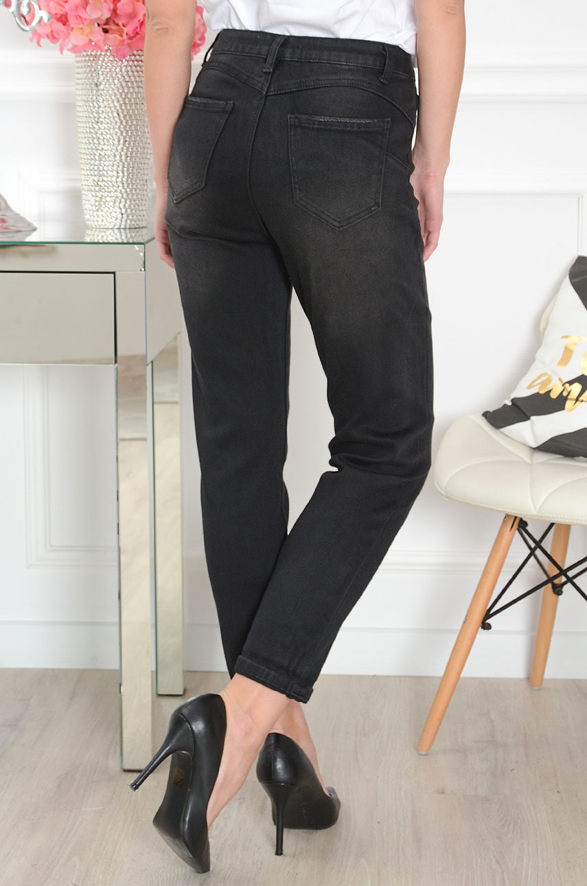 Spodnie jeansowe pushup mom fit czarne, spodnie jeansowe, Sklep